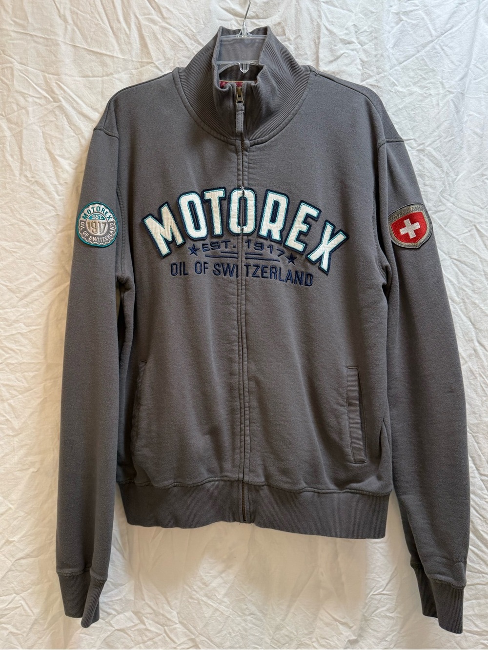 Mens MOTOREX Gray Zip-Up Jacket. Size XL.
